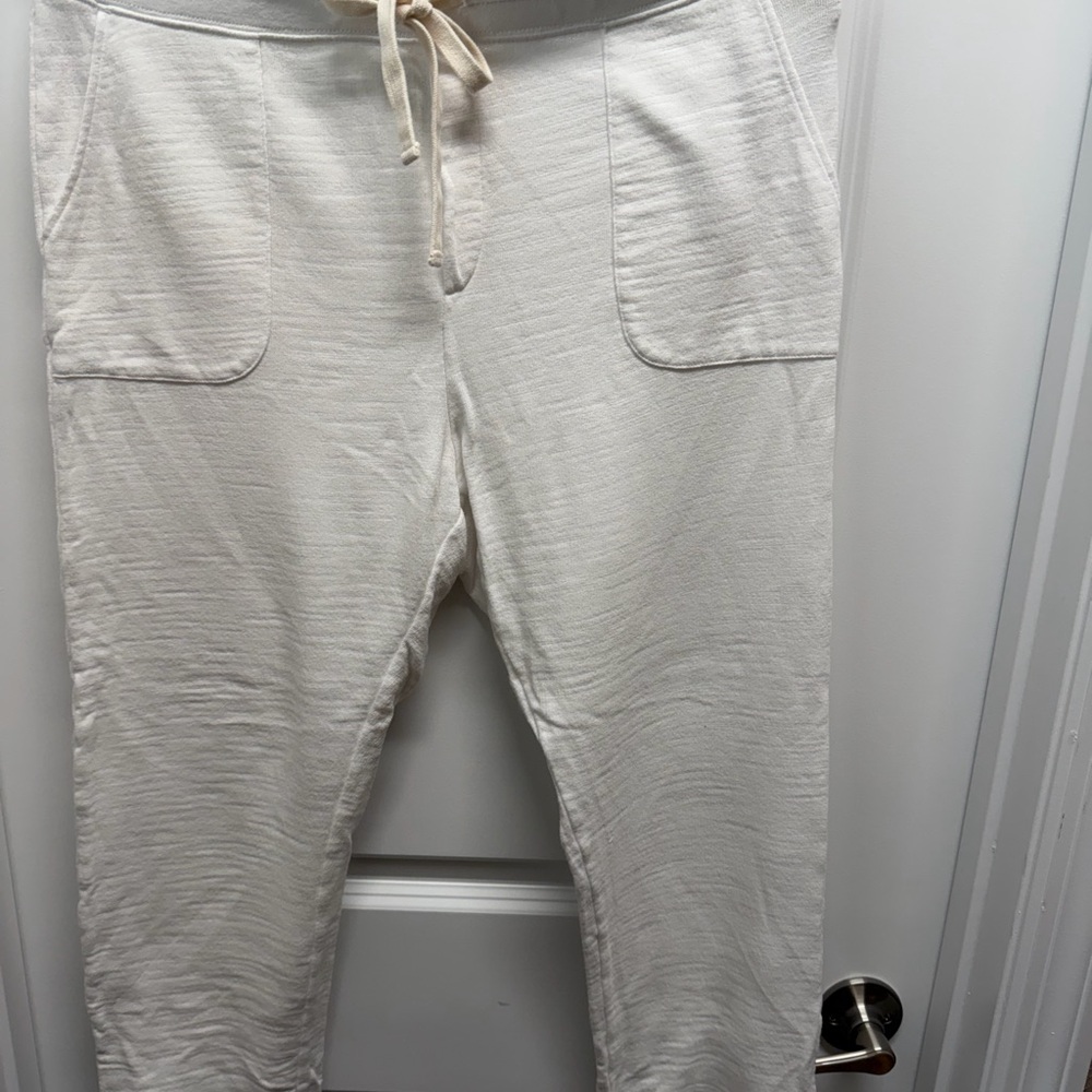 Women white J.Crew Knit Drawstring Vintage Fleece Pants 100% cotton